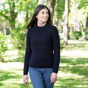 SAOL  Navy Women Aran Tunic Sweater  Women Size XL  Acrylic/Wool $90  NWT